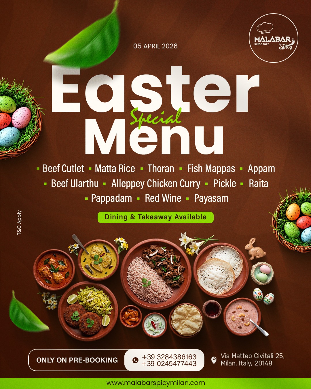 EASTER MENU  05. 04.2026
